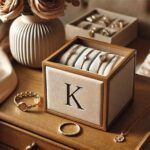 bracelet holder box square box with a k on it